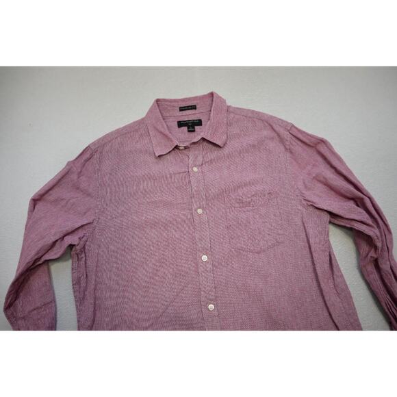 Banana Republic Linen Standard Fit Button Up Shirt Pink Long Sleeve Mens Large - Picture 5 of 7